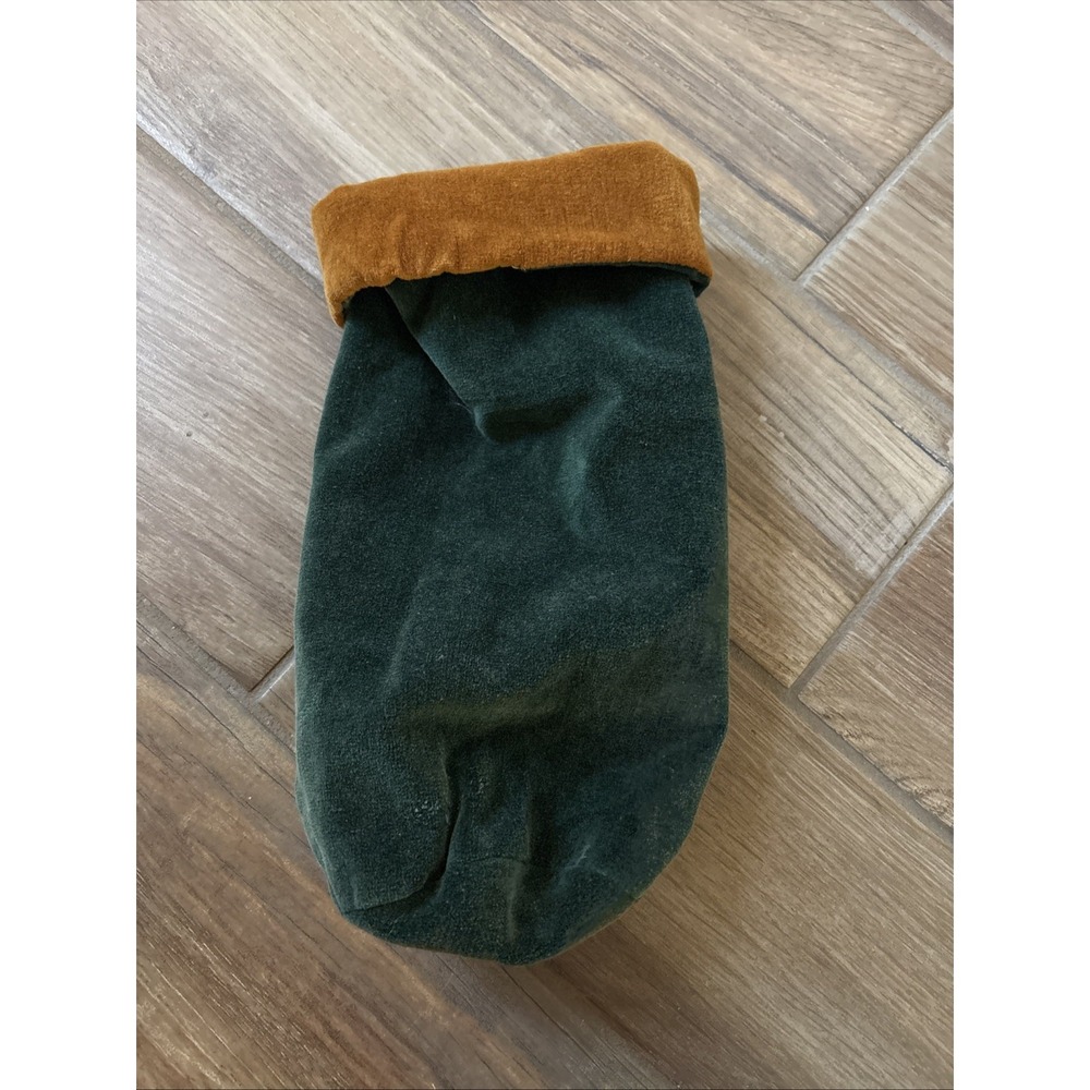 Pottery Barn Green/tan Velvet Wine Gift Bags Carry Sleeve